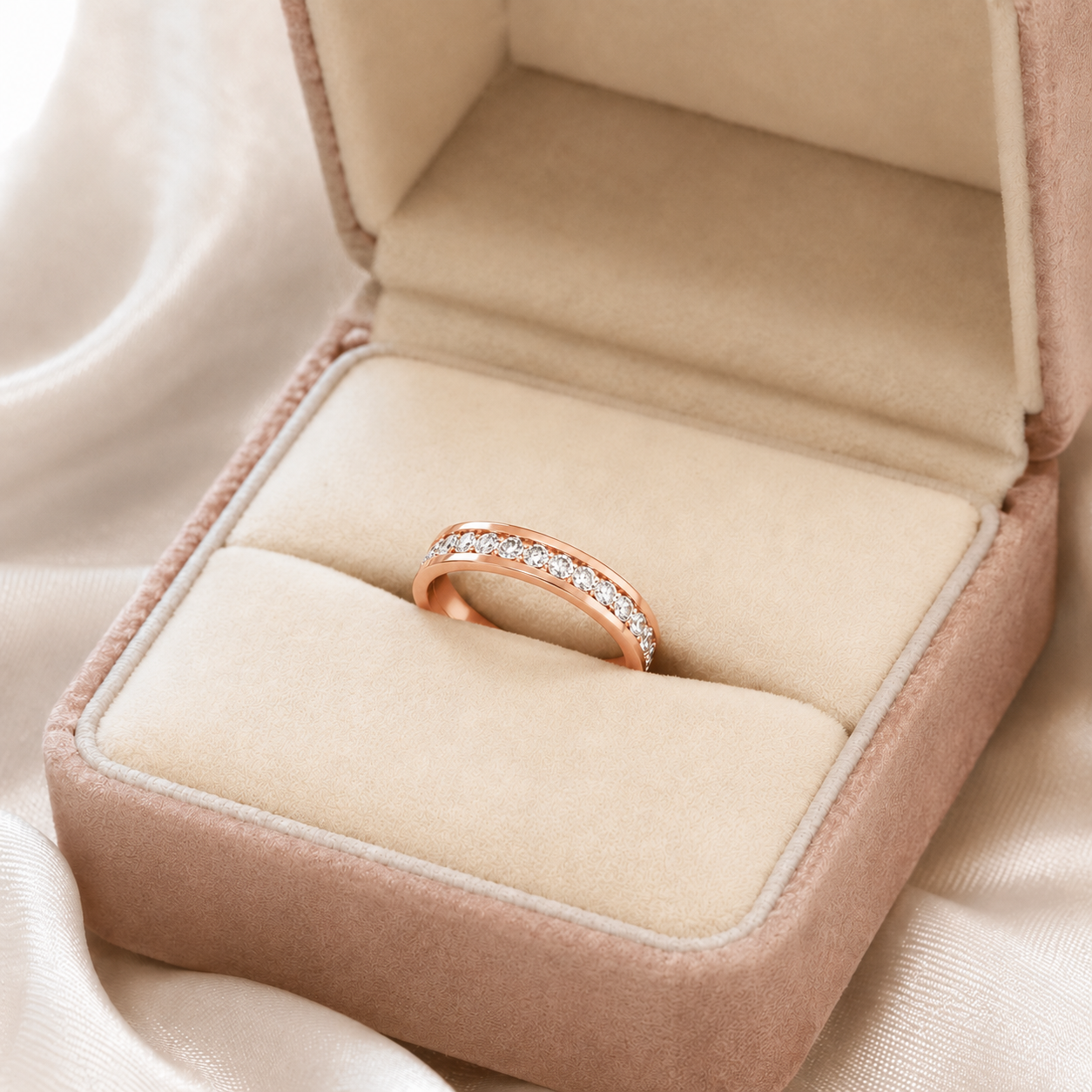 Körben kristályos nemesacél gyűrű rosegold
