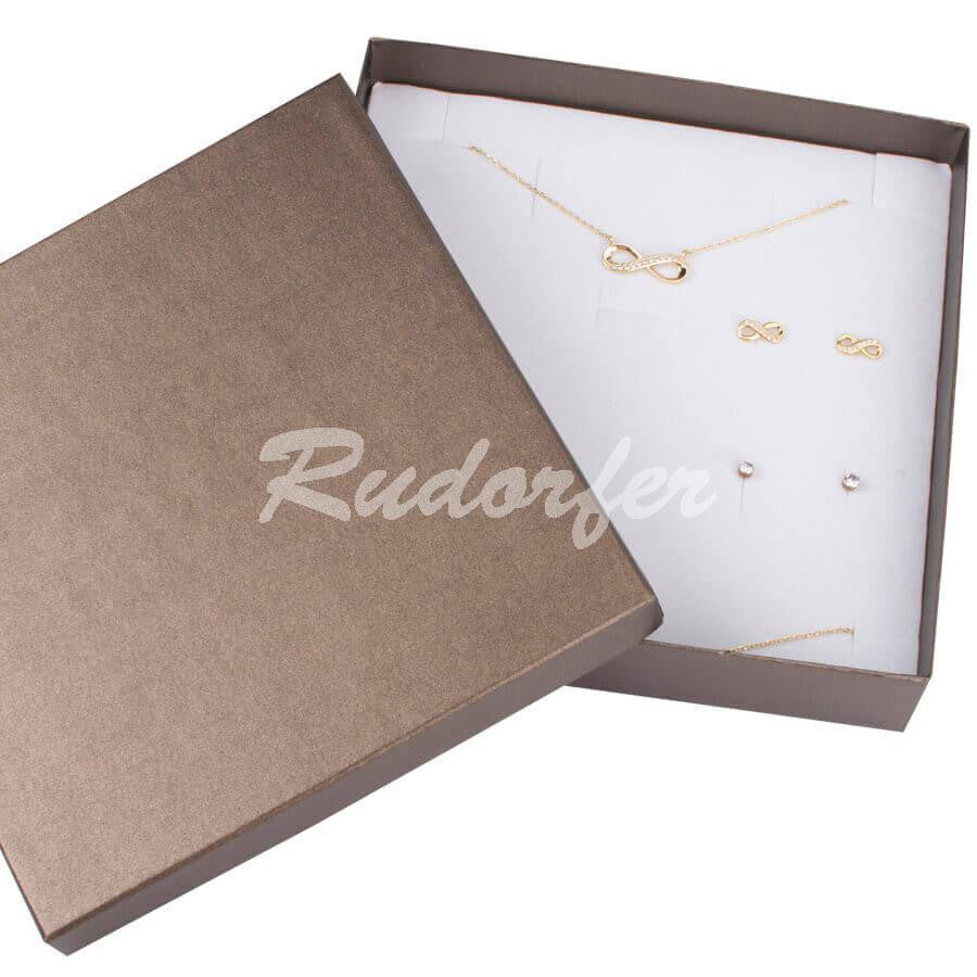 Aranybarna ékszerdoboz 150x150x35mm nagy szett vagy nagy nyaklánc