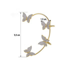 Csillogó pillangók füldísz arany bal fülre