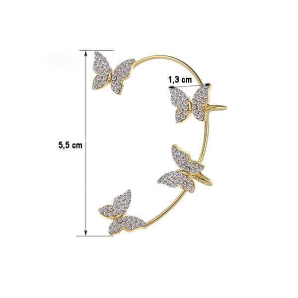 Csillogó pillangók füldísz arany bal fülre