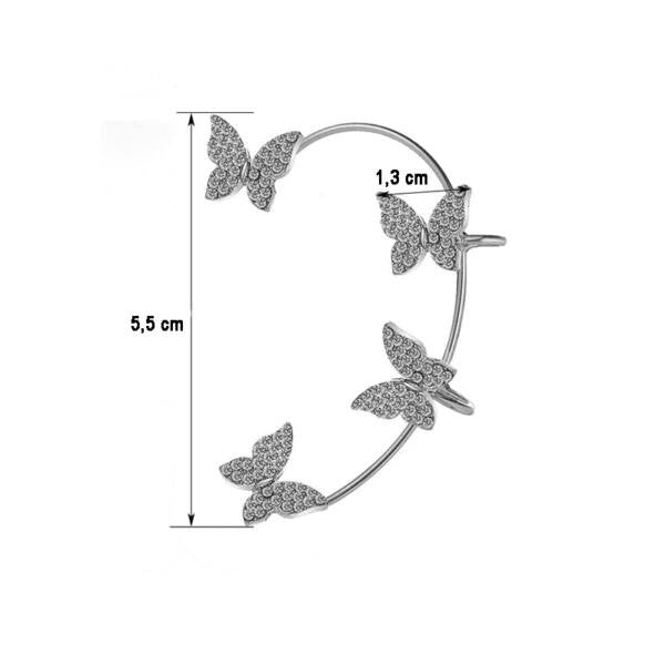 Csillogó pillangók füldísz fehérarany bal fülre