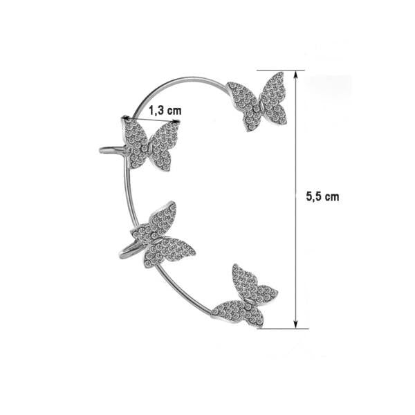 Csillogó pillangók füldísz fehérarany jobb fülre