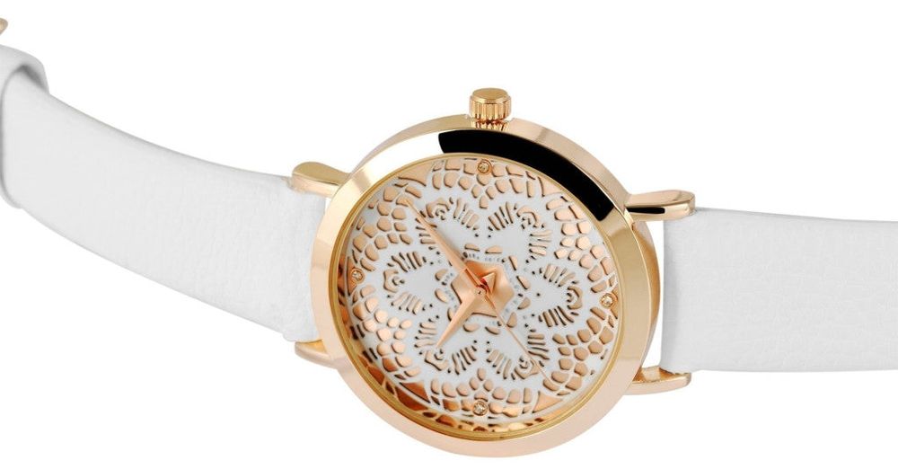 Excellanc bőrszíjas női karóra fehér-rosegold