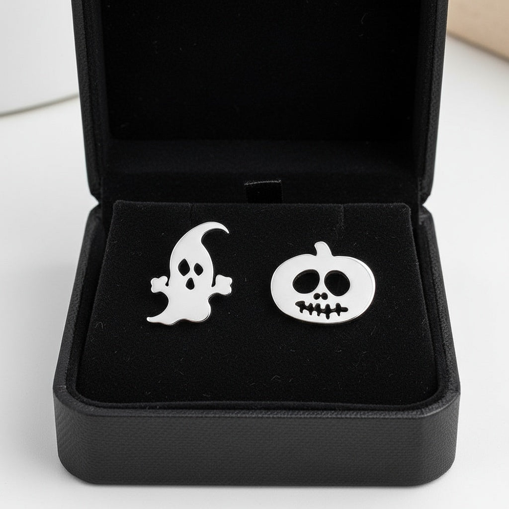 Halloween-i tök és szellem fülbevaló whitegold