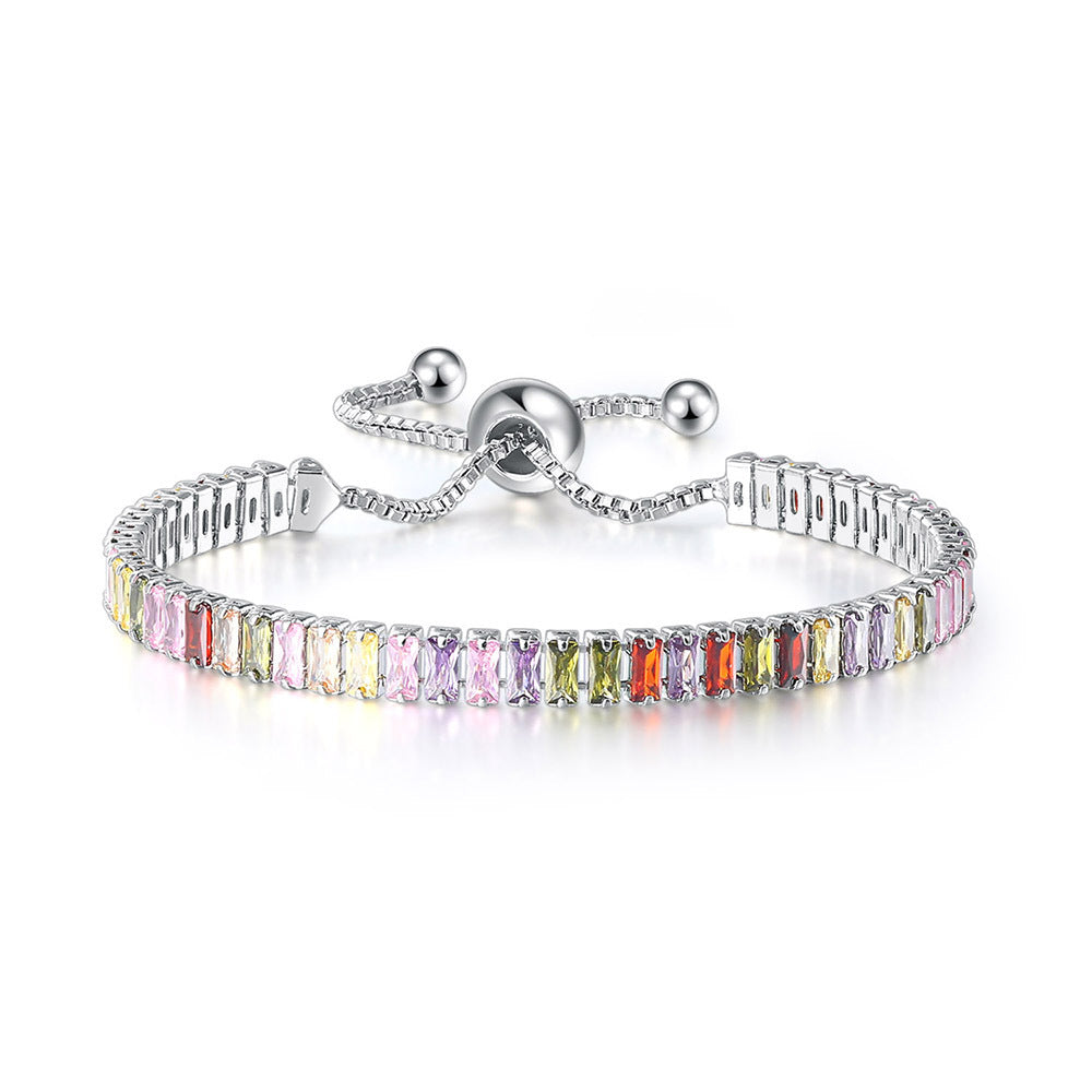 Mónica kristályos tenisz karkötő whitegold-multicolor