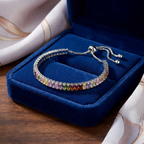 Mónica kristályos tenisz karkötő whitegold-multicolor