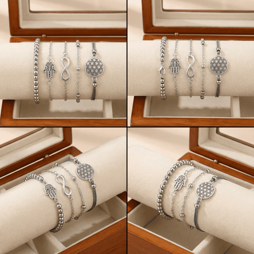 Ötrészes Hamsza-végtelen karkötő szett