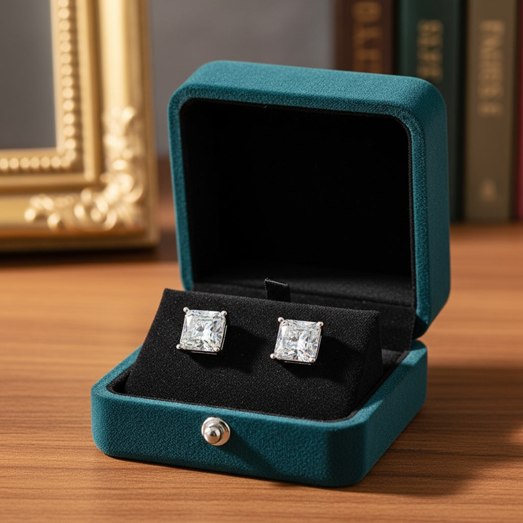 Négyzet kristály fülbevaló whitegold-fehér