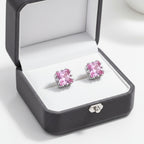 Beszúrós négyzet kristály fülbevaló pink-whitegold