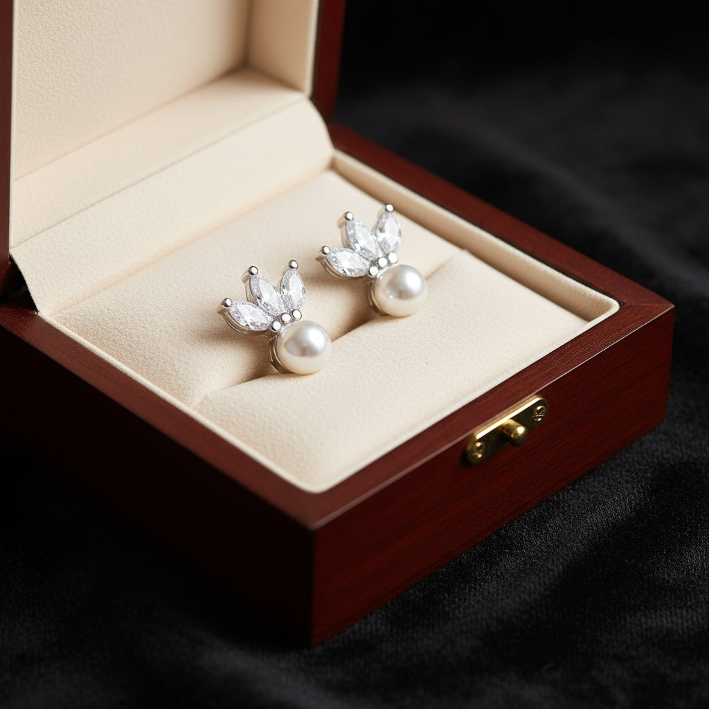 Gyöngyös üstökös fülbevaló whitegold