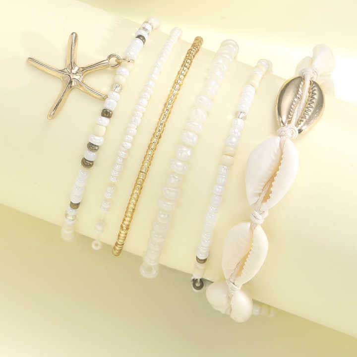 Smoon kagylós-tengeri csillagos bokalánc szett fehér