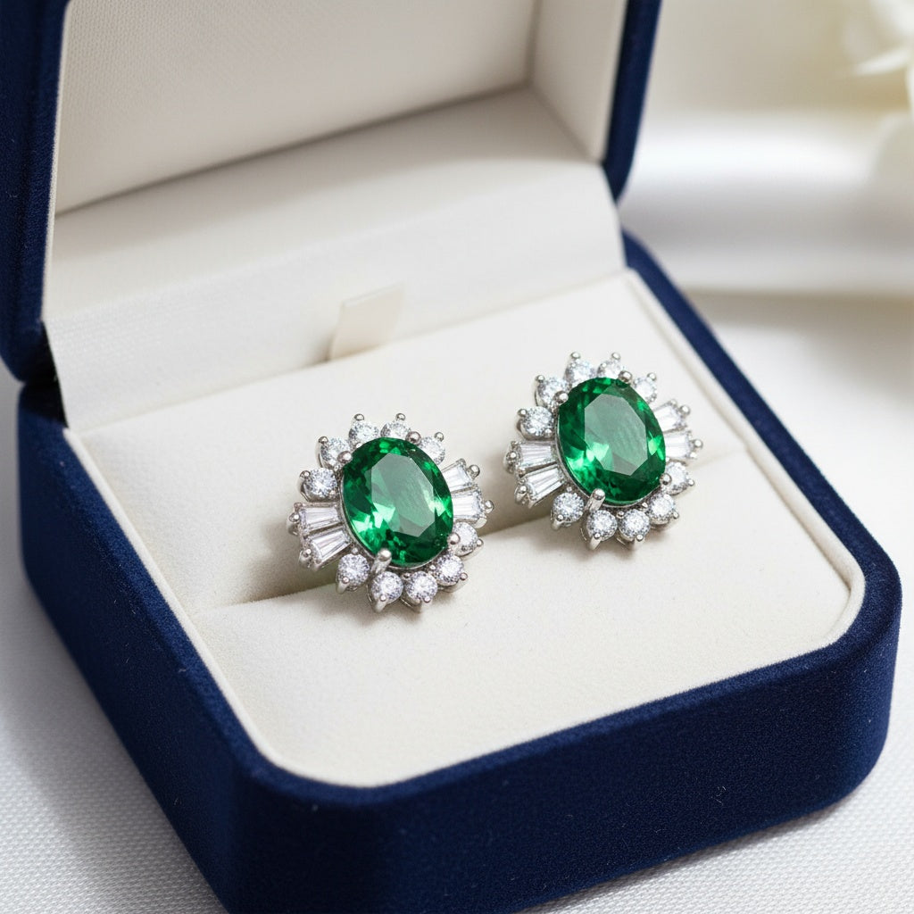 Leane kristályos fülbevaló whitegold-zöld