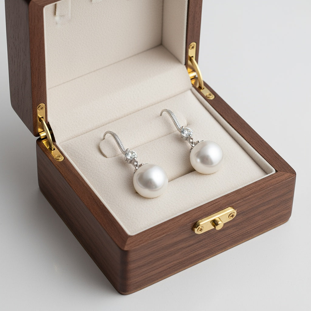 Abell lógós gyöngy fülbevaló whitegold