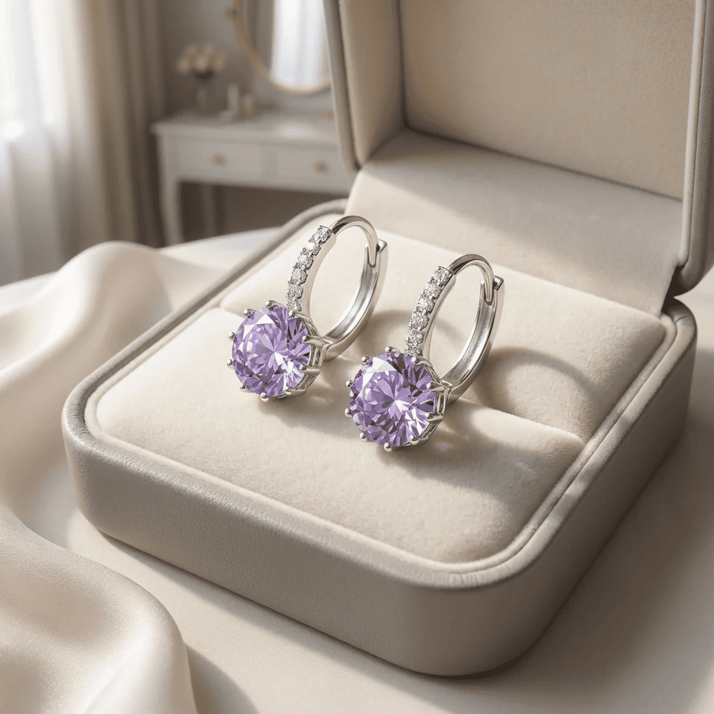 Aurore női fülbevaló whitegold-lila