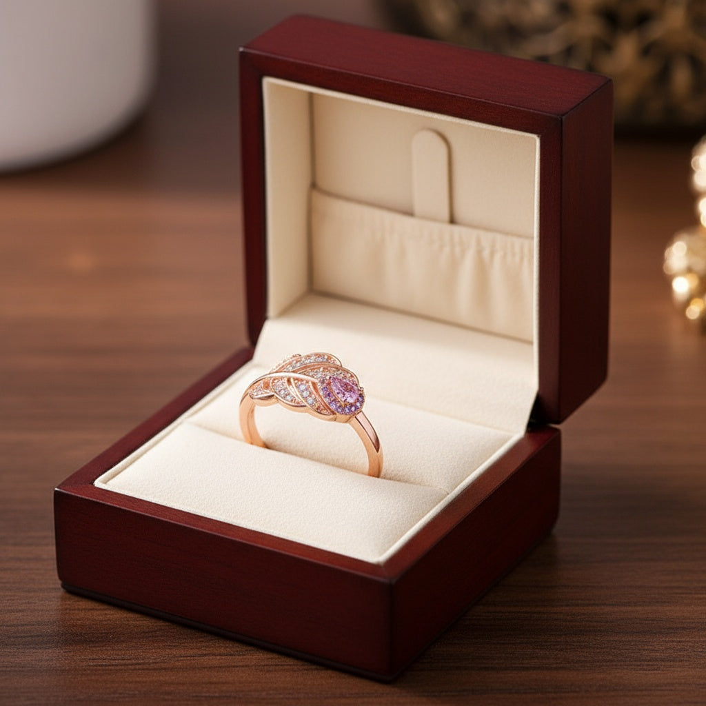 Pávatoll kristályos gyűrű roseegold (állítható méret)