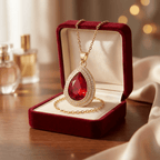 Inez csepp medálos nyaklánc gold-piros