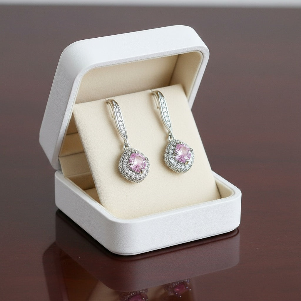 Angéle női fülbevaló whitegold-pink