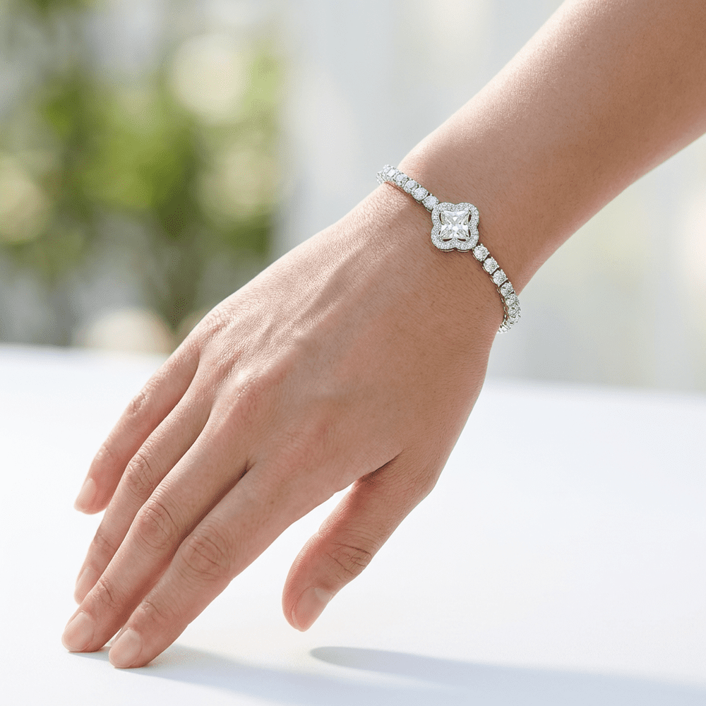 Marta tenisz karkötő virág dísszel whitegold-fehér