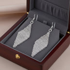 Ezüstös hálós rombusz fülbevaló