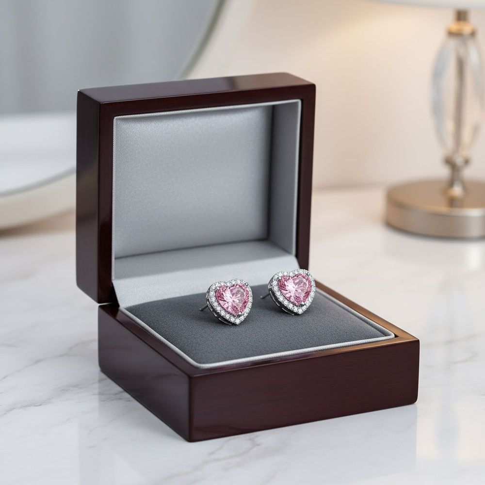 Camila kristály szív fülbevaló whitegold-pink