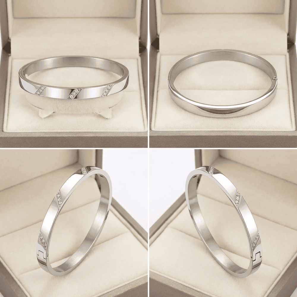 Nemesacél kristályköves karkötő whitegold