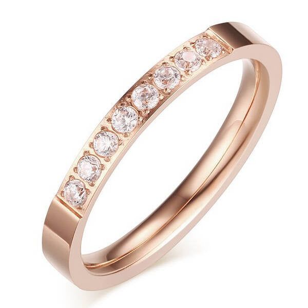 Csillogó egysoros nemesacél gyűrű rosegold