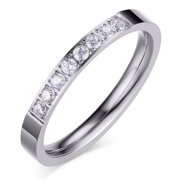 Csillogó egysoros nemesacél gyűrű whitegold