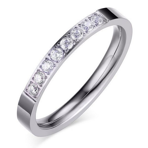 Csillogó egysoros nemesacél gyűrű whitegold