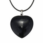 Ásvány szív medál bőr láncon goldstone