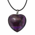 Ásvány szív medál bőr láncon ametiszt