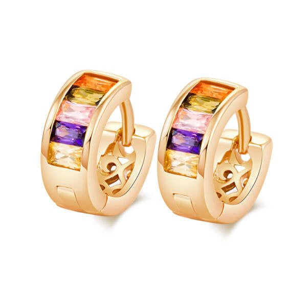 Multicolor kis karika fülbevaló gold