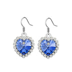 Lógós kristály szív fülbevaló tengerkék Swarovski kristállyal