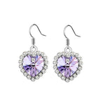 Lógós kristály szív fülbevaló ibolya Swarovski kristállyal