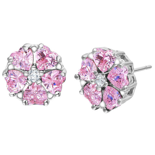 Beszúrós kristály virág fülbevaló pink