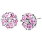 Beszúrós kristály virág fülbevaló pink