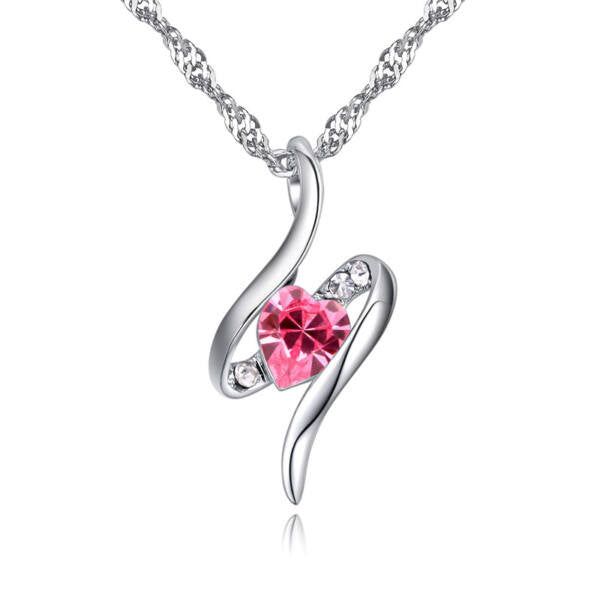 Táncoló Swarovski szív kristály nyaklánc pink