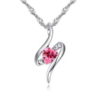 Táncoló Swarovski szív kristály nyaklánc pink