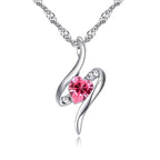 Táncoló Swarovski szív kristály nyaklánc pink