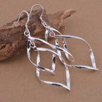 Ezüstös levelek hosszú lógós fülbevaló