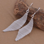 Ezüstös hálós rombusz fülbevaló