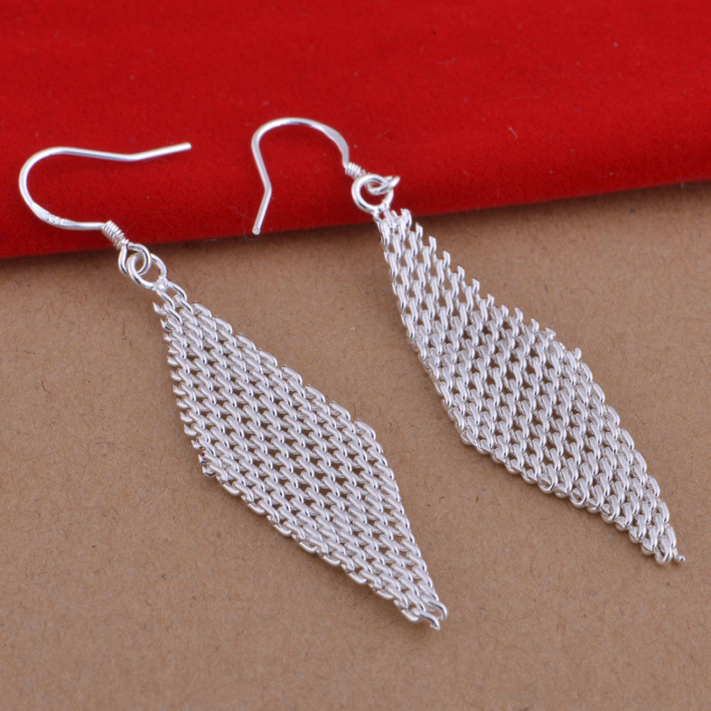 Ezüstös hálós rombusz fülbevaló