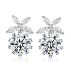 Kis beszúrós virág fülbevaló whitegold