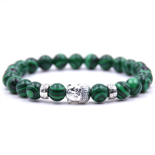 Buddhás ásványi karkötő zöld malachit
