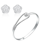 Ezüstös-rózsás karkötő +fülbevaló szett