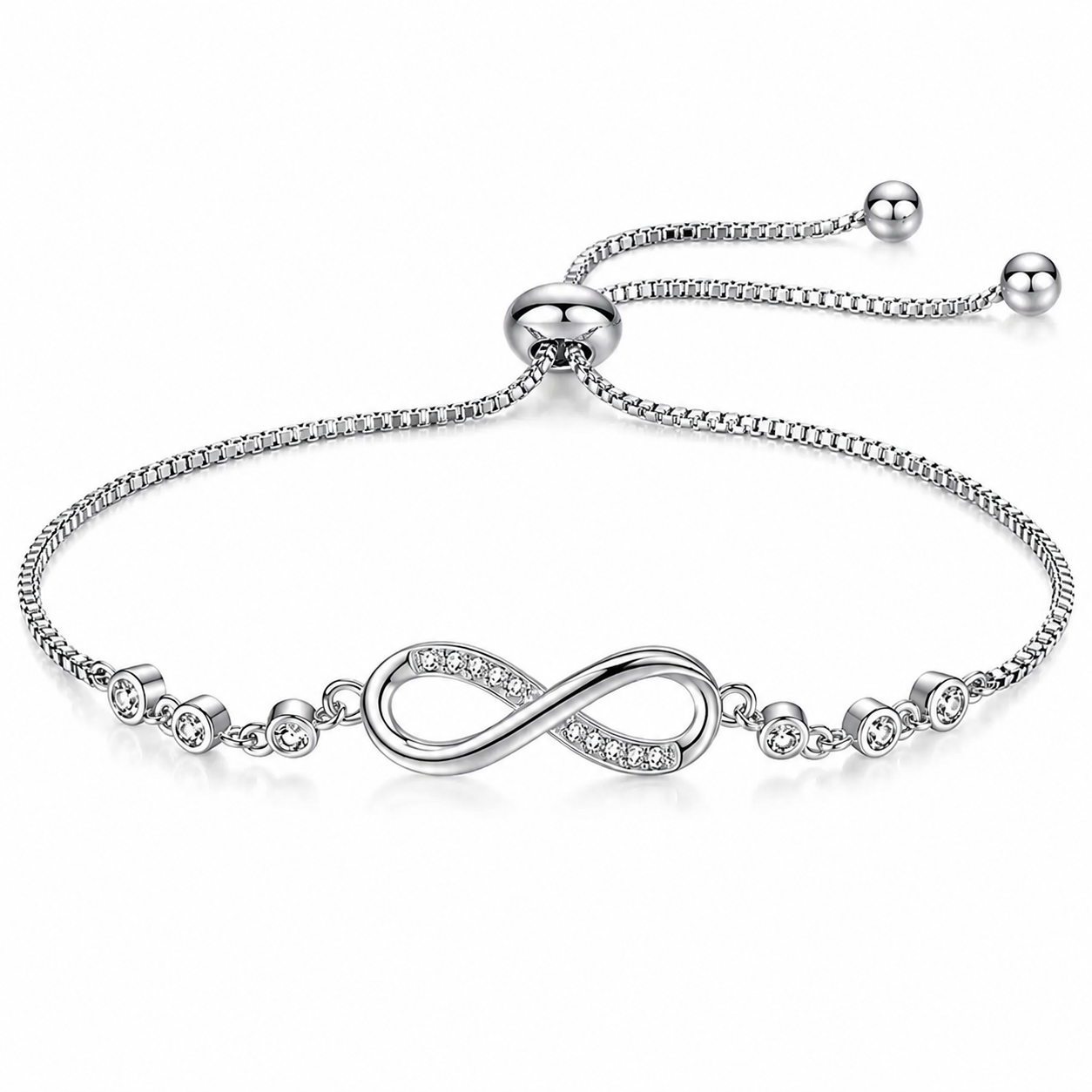 Kristályos végtelen karkötő whitegold