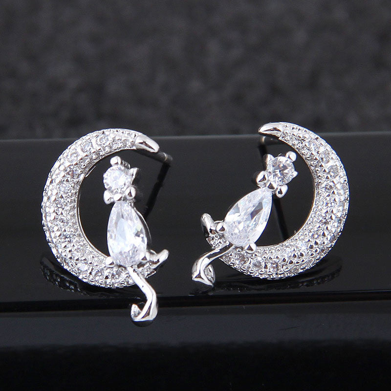 Amélie cicás női fülbevaló whitegold