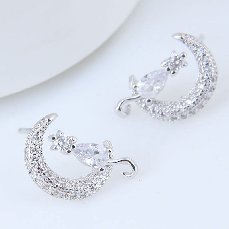 Amélie cicás női fülbevaló whitegold