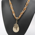 Antik csepp medálos nyaklánc bézs