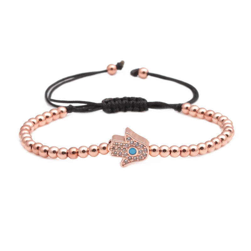 Bogyós Hamsza karkötő rosegold