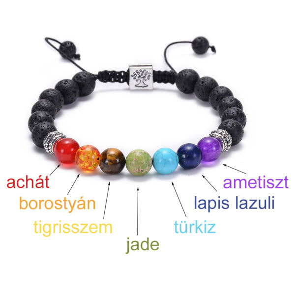 Élet fája 7 csakra karkötő ezüst